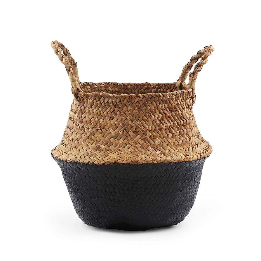 Woven Seagrass Belly Basket for Storage, Laundry, Picnic, Plant Pot Cover, and Grocery and Toy St... | Amazon (US)