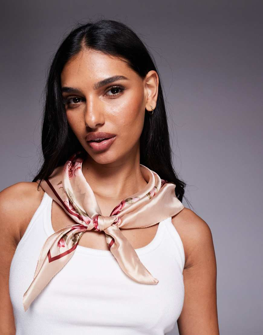 ALDO blossomia floral print neck tie scarf in light pink | ASOS (Global)