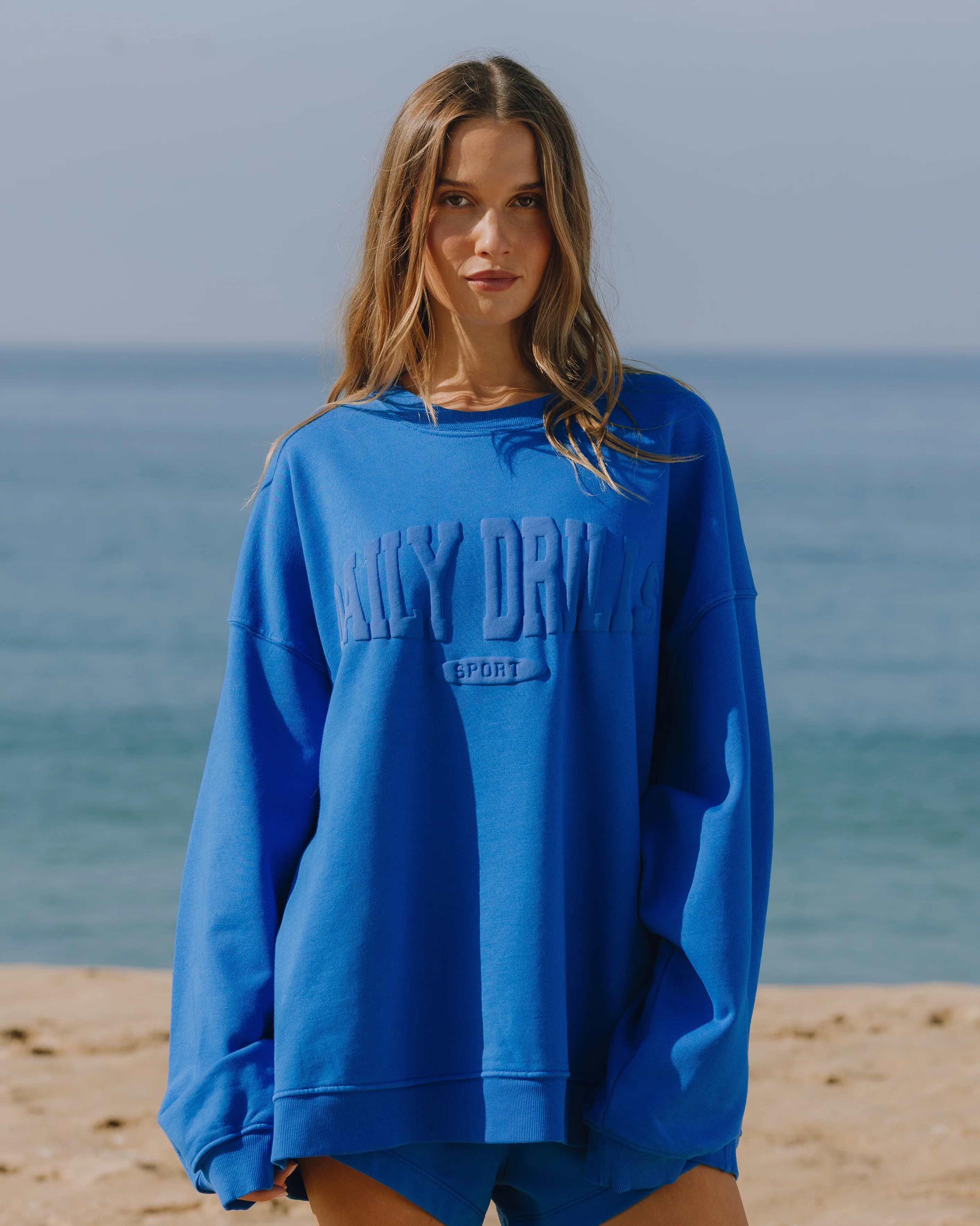 Oversized Sport Crew - Cobalt with Monochrome Patch | Daily Drills LLC