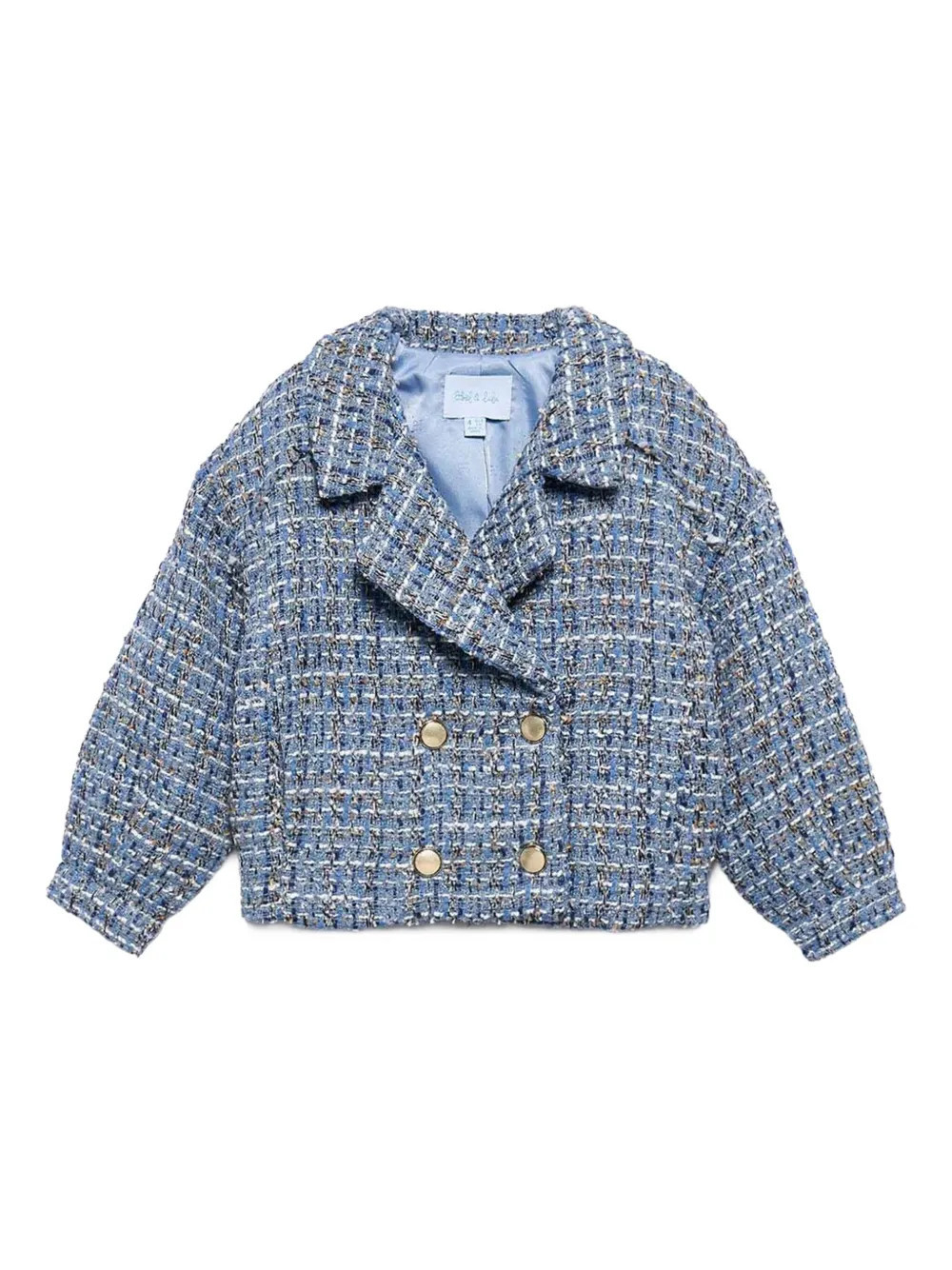 Abel & Lula double-breasted cropped tweed blazer - Blue | Farfetch Global