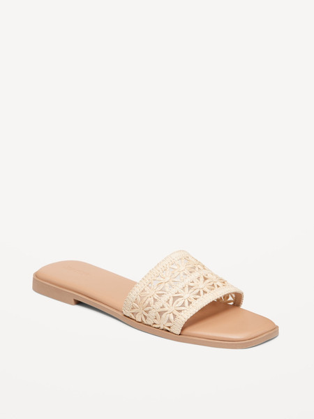 Floral Raffia Slide Sandals | Old Navy (US)