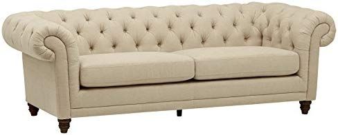 Stone & Beam Bradbury Chesterfield Tufted Sofa Couch, 92.9"W, Hemp | Amazon (US)