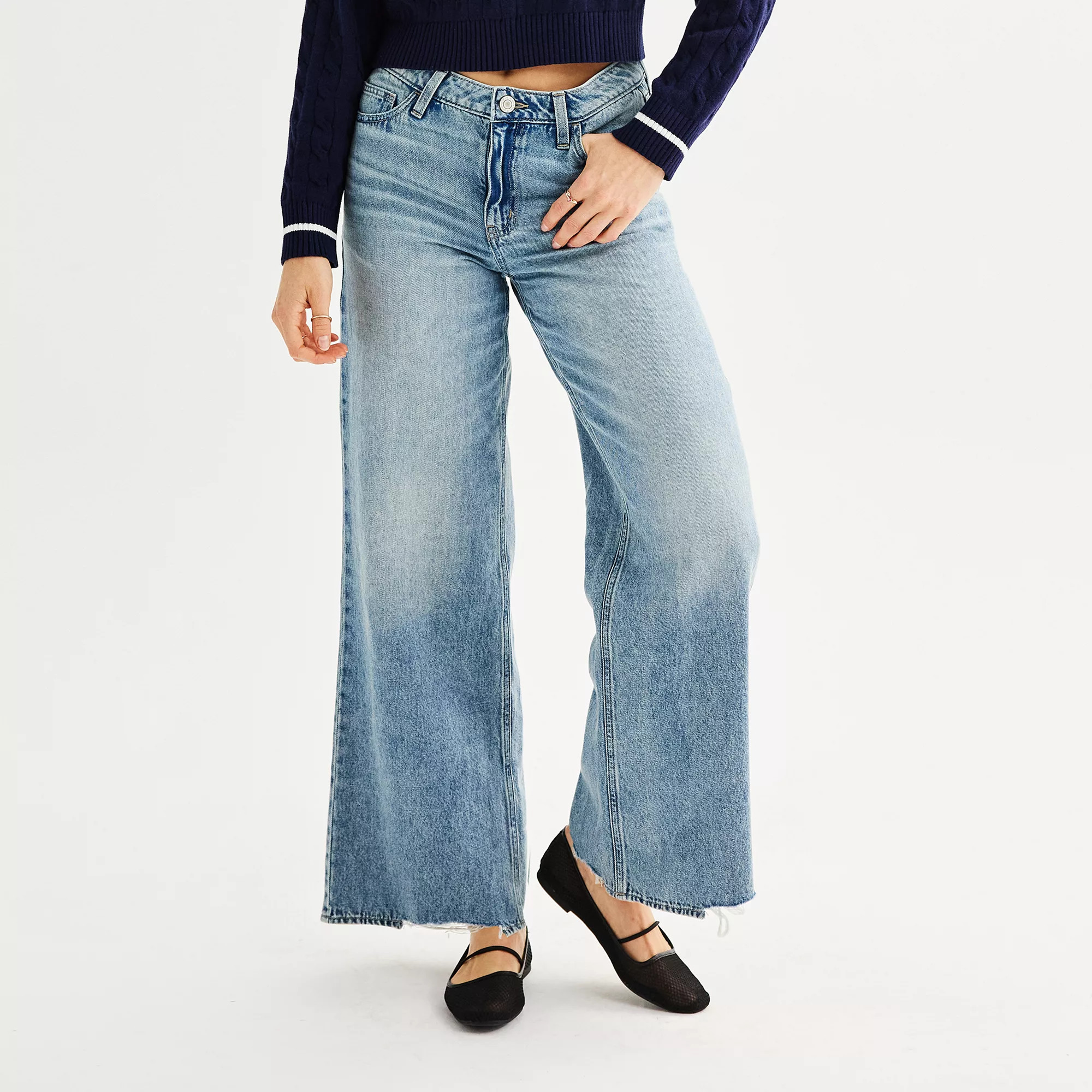 Juniors' SO® Mid Rise Slouchy Wide Leg Jeans | Kohl's