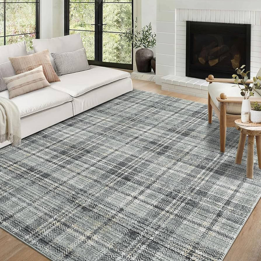 Zacoo Washable Rugs for Living Room 4x6 Rug Modern Rug Tartan Plaid Rug Soft Area Rug for Bedroom... | Amazon (US)