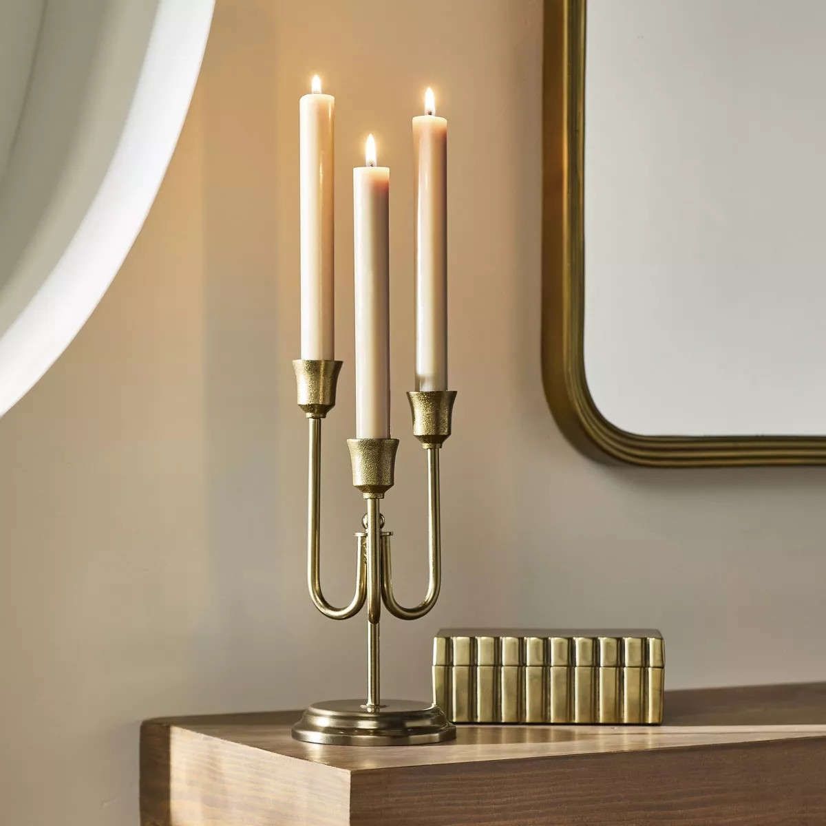 Staggered Taper Brass Candelabra Antique Finish - Hearth & Hand™ with Magnolia | Target
