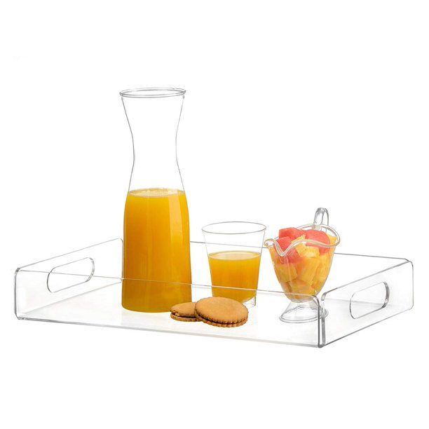 Acrylic Tray Tea Tray And Coffee Table Tray Breakfast Tray Clear Acrylic Serving Tray With Handle | Walmart (US)