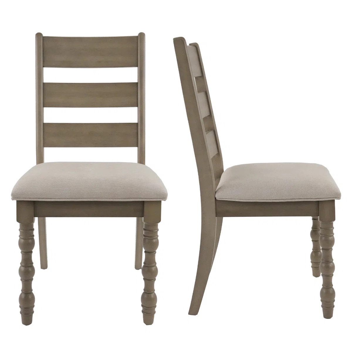 Farmhouse Ladder Back 17" Wide Upholstered Side Chair With Cushion Seat And Solid Wood Turning Le... | Wayfair North America