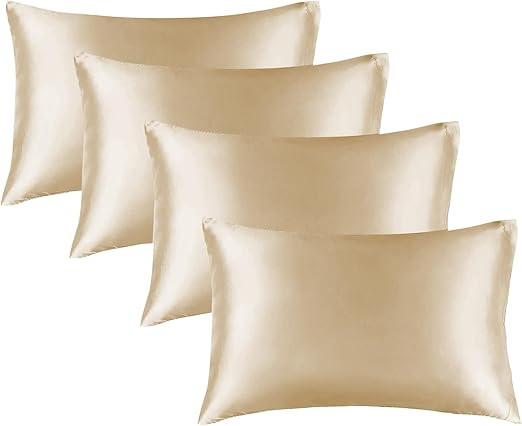 BEDELITE Satin Pillowcase for Hair and Skin, Super Soft Similar to Silk Pillow Cases 4 Pack with ... | Amazon (US)
