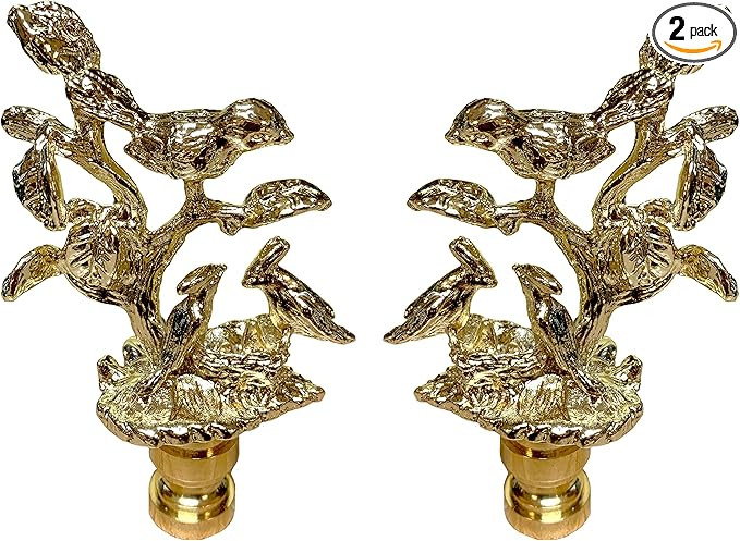 Royal Designs, Inc. Nesting Bird Design Finial for Lamp Shade, F-5060PB-2, Polished Brass - Pack ... | Amazon (US)
