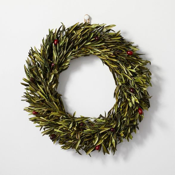 20" Preserved Olive Leaf Plant Wreath - Hearth & Hand™ with Magnolia | Target