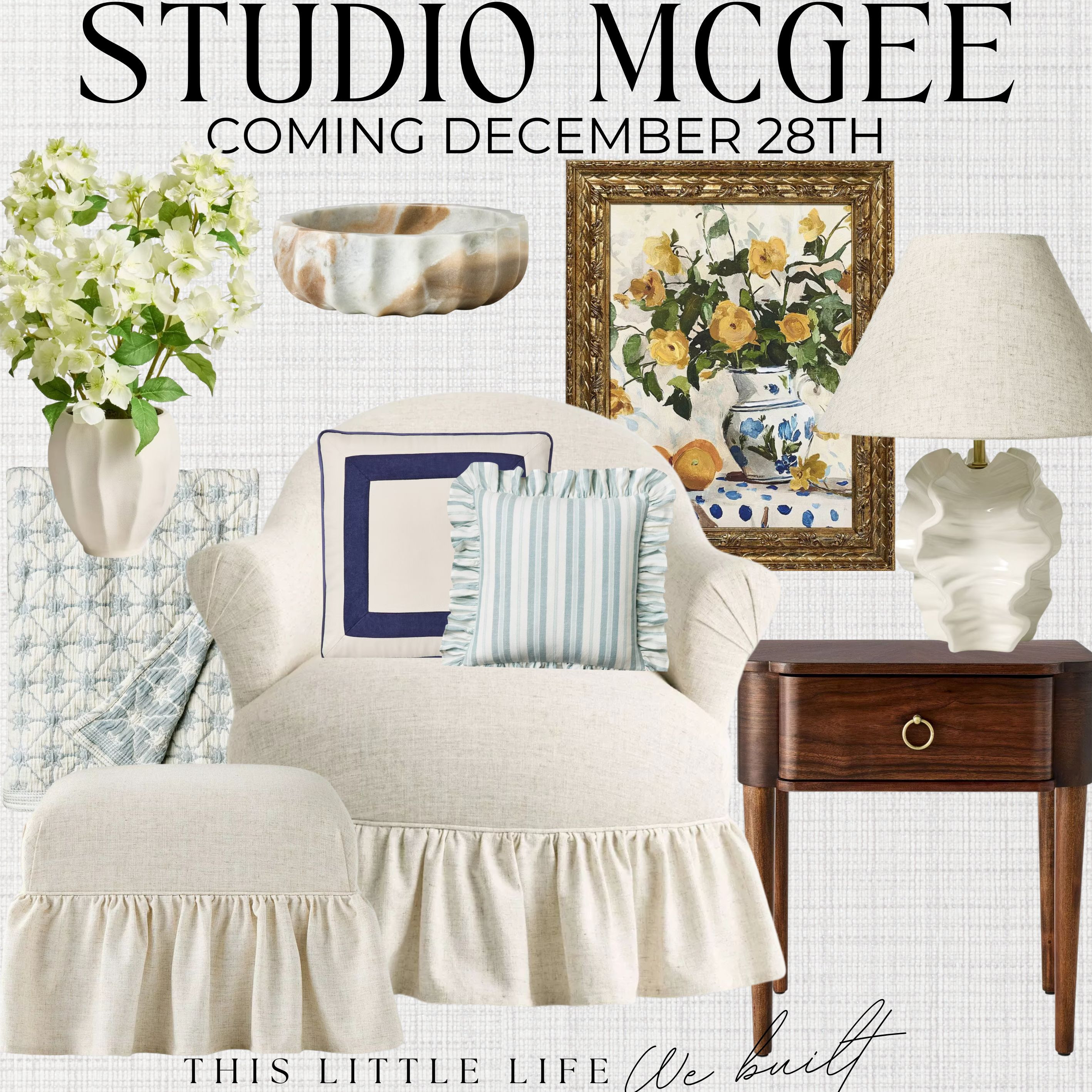 Studio Mcgee Spring Collection coming to Target on December 28th!
Studio McGee Home / Target Home / Spring Home / Textured Throw Pillows /  Neutral Blankets / Woven Baskets / Ceramic Vases / Textured Vases / Decorative Trays / Linen Curtains / Minimalist Wall Art / Rattan Accent Chairs / Stoneware Bowls / Neutral Area Rugs / Light Oak Furniture / Organic-Shape Mirrors / Spring Faux Greenery / Faux Florals / Marble Accent Pieces / Soft Light Rugs / Neutral Furniture / Sculptural Lighting / Pastel Decor / Reclaimed Wood Accents / Floral Pillows / Jute Rugs / Handcrafted Pottery / Linen Textures / Clean Lines & Natural Materials / Travertine Decor / Coffee Table Decor / Open Shelving Decor / Bookshelf Decor / Decorative Books / Marble Accents / Neutral Spring / Organic Modern Decor / Brass Candlestick Holders / Marble Decorative Boxes / Linen Accents / Woven Blanket Baskets / Neutral Wallpaper / Scalloped Decor / Neutral Home Furniture / Living Room Furniture / Entryway Furniture / Bedroom Furniture / Linen Sofa / Neutral Accent Chairs / White Oak Coffee Table / Arched Cabinets / Fluted Furniture /  

 #LTKSeasonal #LTKHome