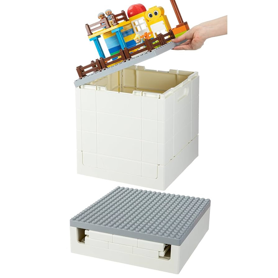 SHIMOYAMA Folding Storage Box with Large Building Lid for Duplo Blocks, 25L Collapsible Storage B... | Amazon (US)