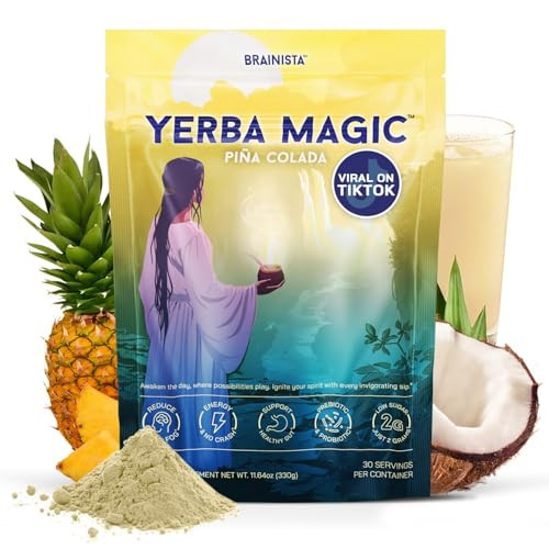 Yerba Mate Instant Tea Powder, 3-in-1 Super Drink - Clean Energy, Brain Fog Buster, and Gut Health Powered by Nootropics, Prebiotics and Probiotics | Yerba Magic Pina Colada 30 Servings | Amazon (US)
