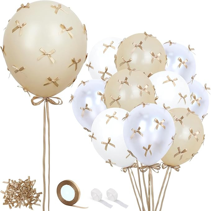 Bow Balloons, 32Pcs 18" 12" Balloons & 100Pcs Mini Satin Ribbon Bows, DIY Bow Party Balloons for ... | Amazon (US)
