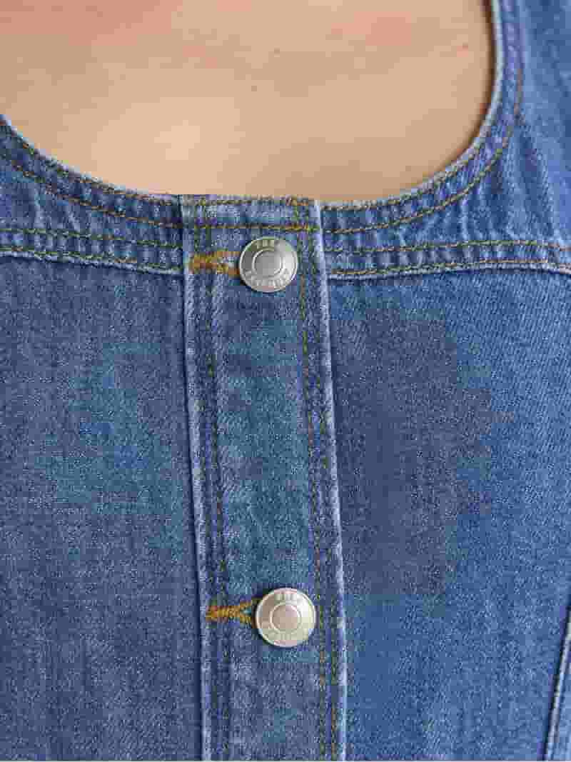 Free Assembly Women's Sleeveless Paneled Chambray Mini Dress, Sizes XS-XXL | Walmart (US)