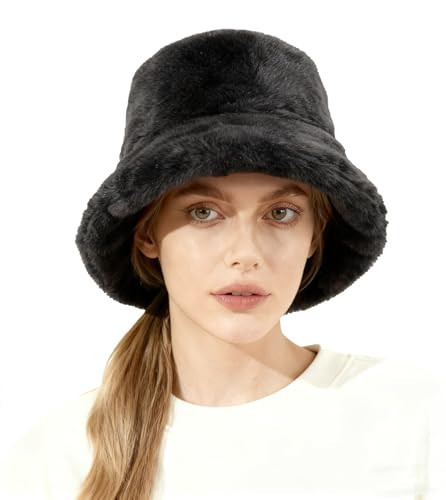 Lina & Lily Winter Pelzmütze Fischerhut Damen Herren aus Kunstfell (Dunkelgrau) | Amazon (DE)