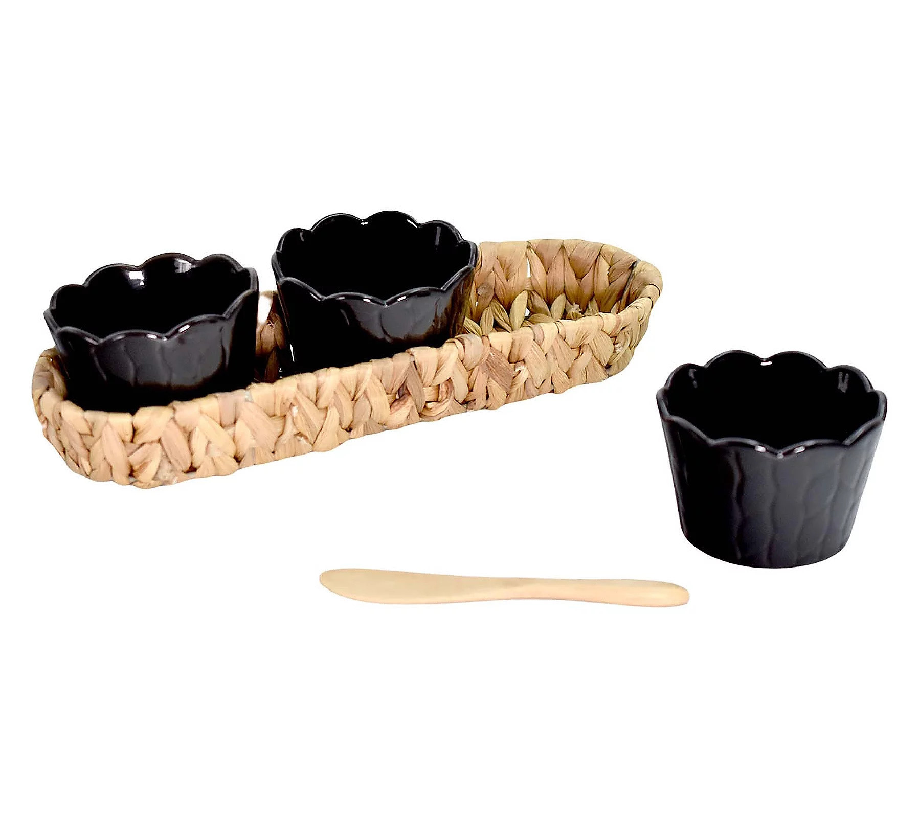 Temp-tations Carved Willow Tidbit Dishes in Basket with | QVC