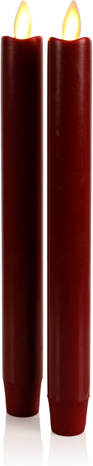 Luminara - Flameless Battery Operated Taper Candle - Red - Pack of 2-1x9.75 - LED Flickering Flame - Realistic Safe for Home Kids and Pets | Amazon (US)