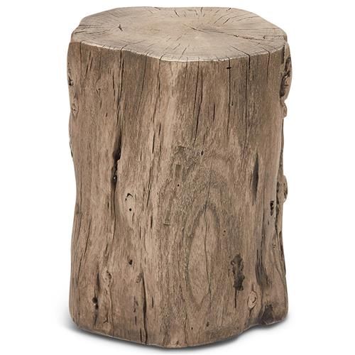 Luna Rustic Lodge Grey Wood Stump Drum Side End Table | Kathy Kuo Home