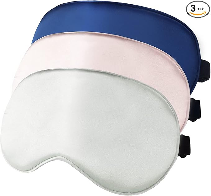 S SALEIOV 3 Pack Sleep Mask,Silk Sleeping Masks for Men Women Block Light,Soft Night Blindfold fo... | Amazon (US)