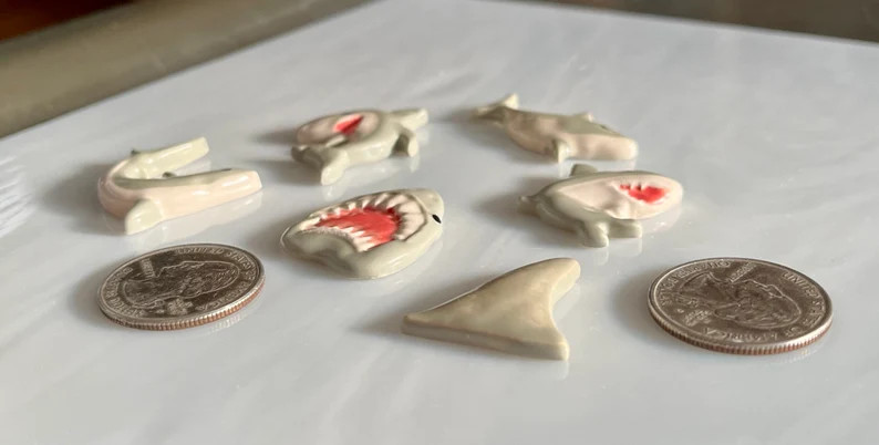 Ceramic Fish Tiles, 6pcs, Assorted Shark Tiles, Shark Fin, Variety Shapes and Sizes, Mosaic and C... | Etsy (US)
