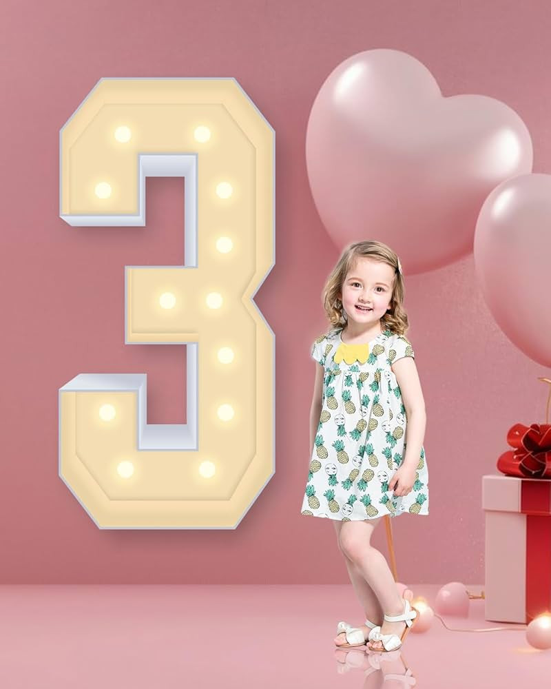 4FT Plastic Marquee Numbers 3 - Light up Numbers Are Made from Corrugated Plastic Board - Quick A... | Amazon (US)