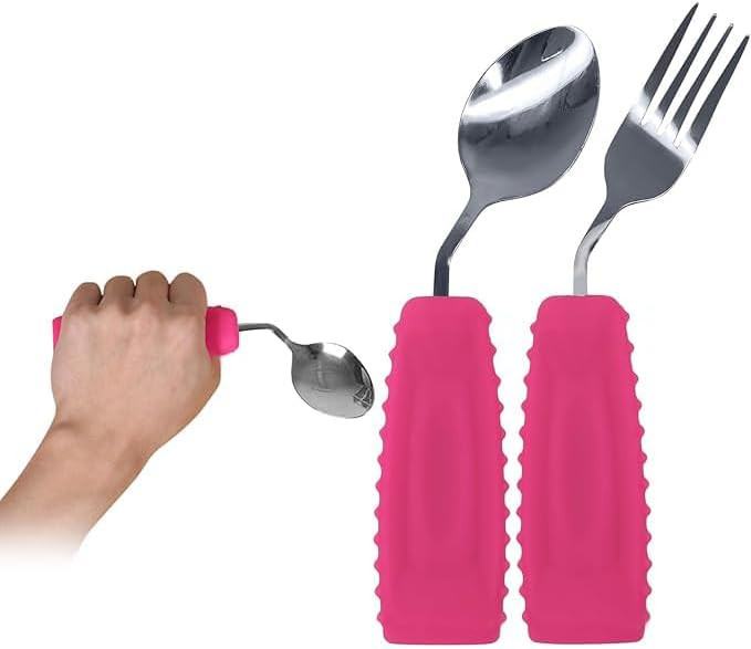 Ehucon Adaptive Utensils Angled Spoon and Fork for Hand Tremors Parkinsons,Weighted Utensils with... | Amazon (US)