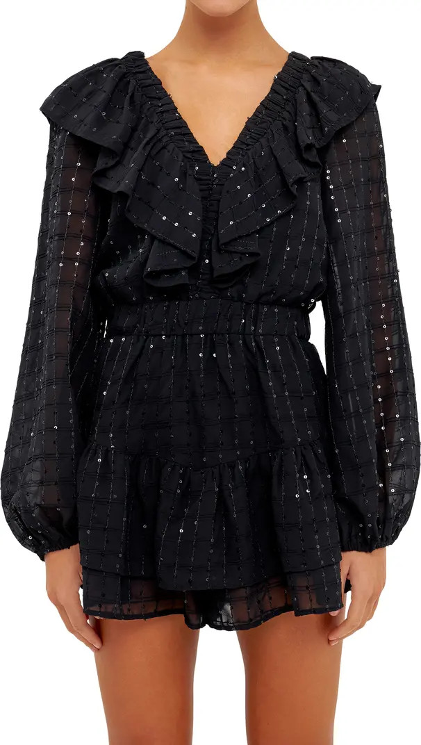 Endless Rose Sequin Long Sleeve Romper | Nordstrom | Nordstrom