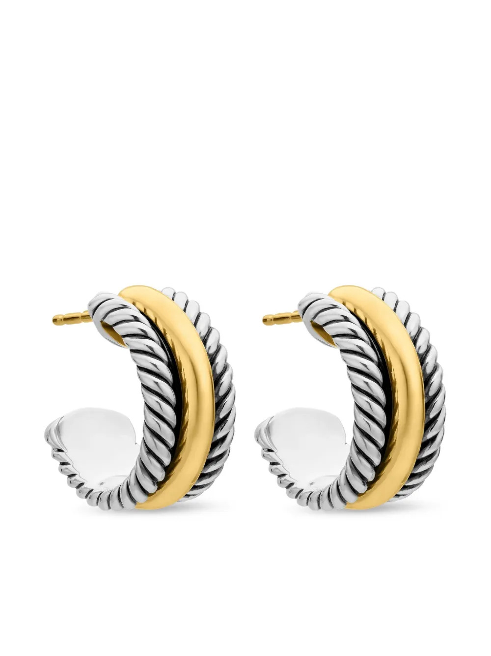 David Yurman 14kt Cable Collectibles Gelbgold- Und Sterlingsilbercreolen 15,6mm | Silber | FARFET... | Farfetch Global