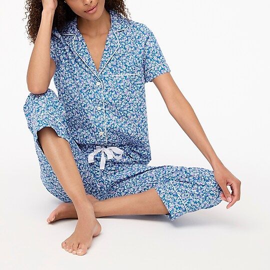 Cotton pajama set with cropped pant | J.Crew Factory