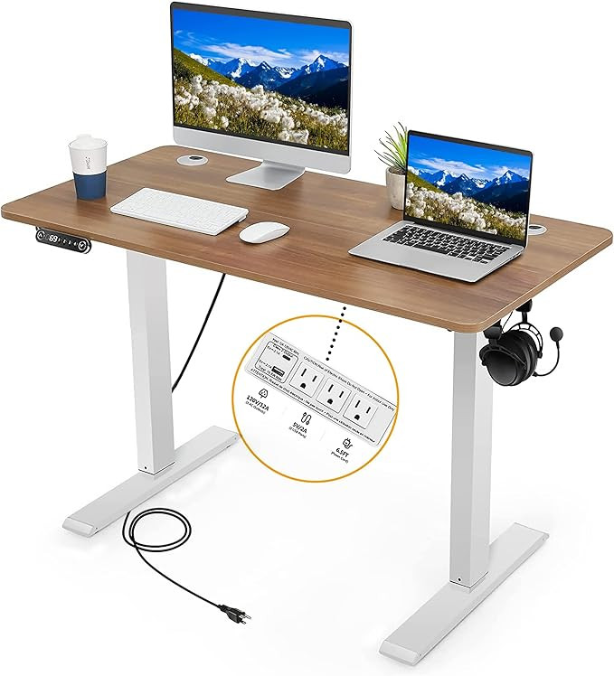 Legooin Electric Standing Adjustable Height Desk 48'' x 24''Sit Stand Desk with Charging Station,... | Amazon (US)
