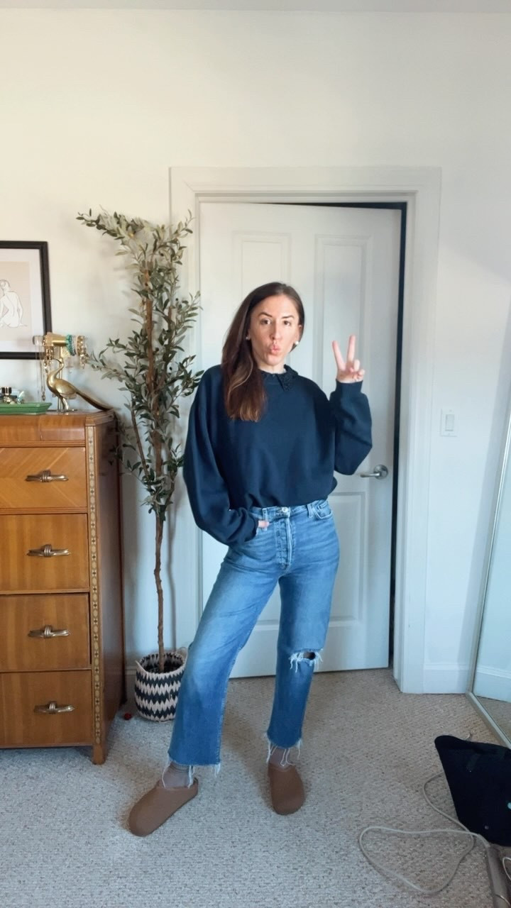 J crew sparkle collar sweatshirt, re/done jeans and my FAVORITE Rothy clogs 

#LTKStyleTip #LTKFindsUnder100 #LTKFindsUnder50