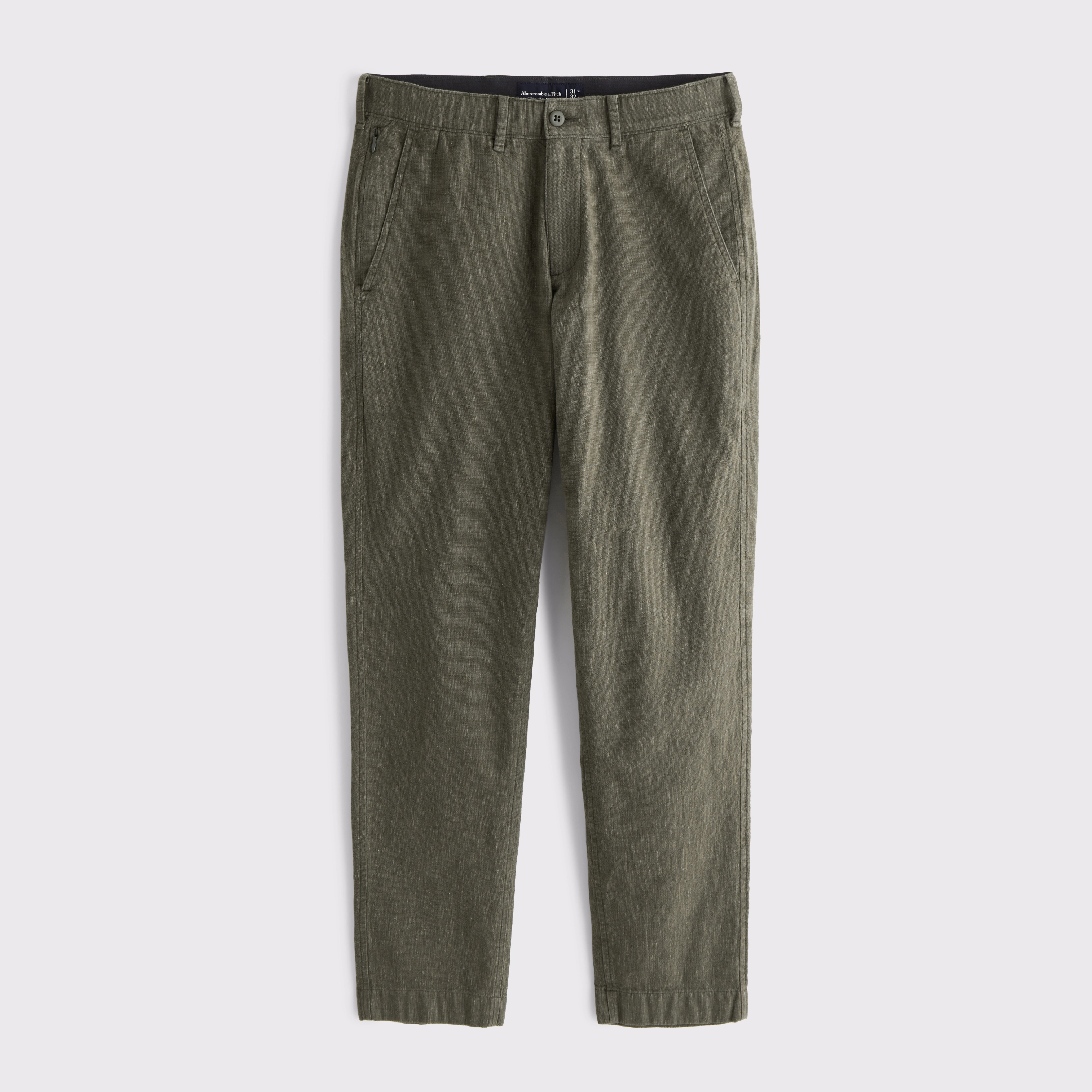 Straight Linen-Blend Fixed Waist Pant | Abercrombie & Fitch (US)
