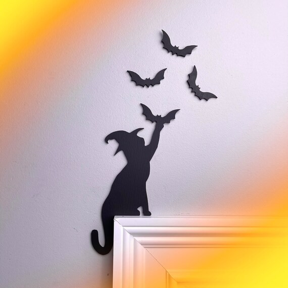 Deluxe Witch Black Cat Bat Door Topper Black Cat Decor Witch - Etsy | Etsy (US)