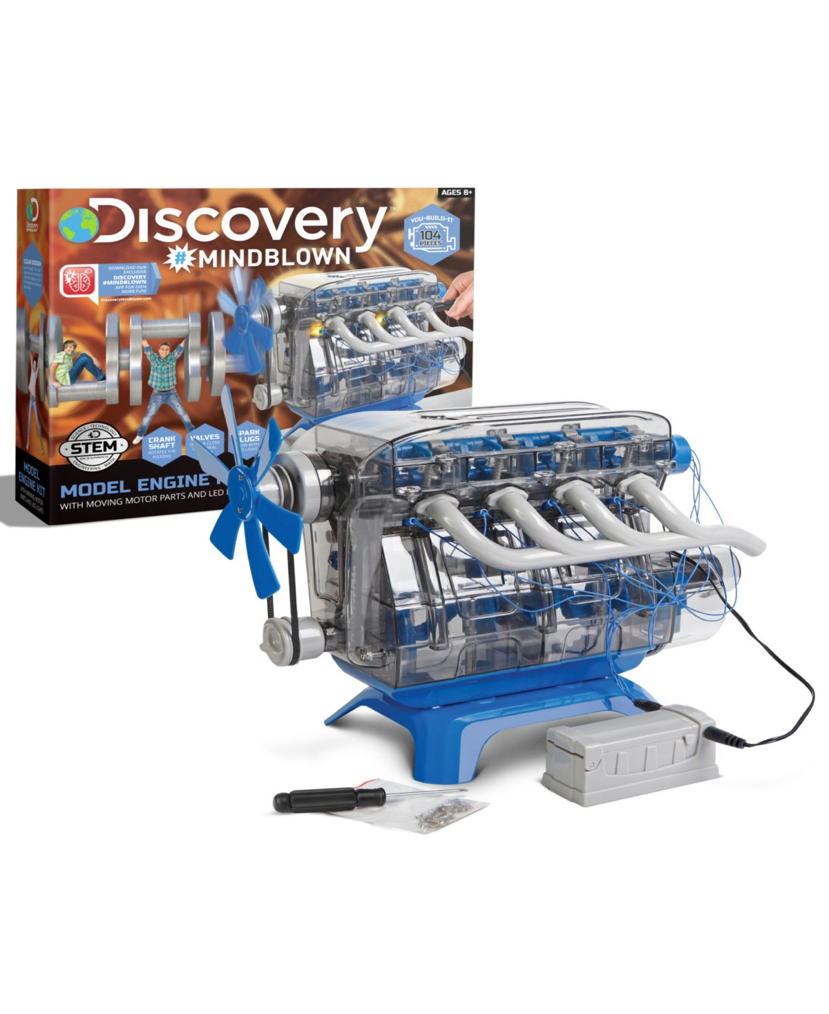 Discovery #Mindblown Model Engine Kit, with Moving Parts and Lights | Macy's