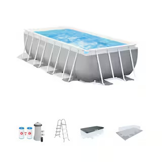 16 ft. x 8 ft. x 42 in. D Rectangular Metal Frame Above Ground Pool | The Home Depot