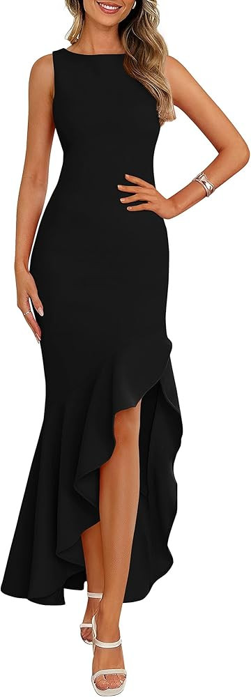 PRETTYGARDEN Women's Summer Bodycon Maxi Dress 2025 Sleeveless Ruffle Mermaid Cocktail Wedding Gu... | Amazon (US)