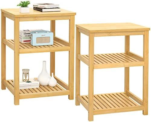 Homykic Bedside Tables Set of 2, Bamboo End Tables Nightstand Night Stand Small Coffee Side Table... | Amazon (US)