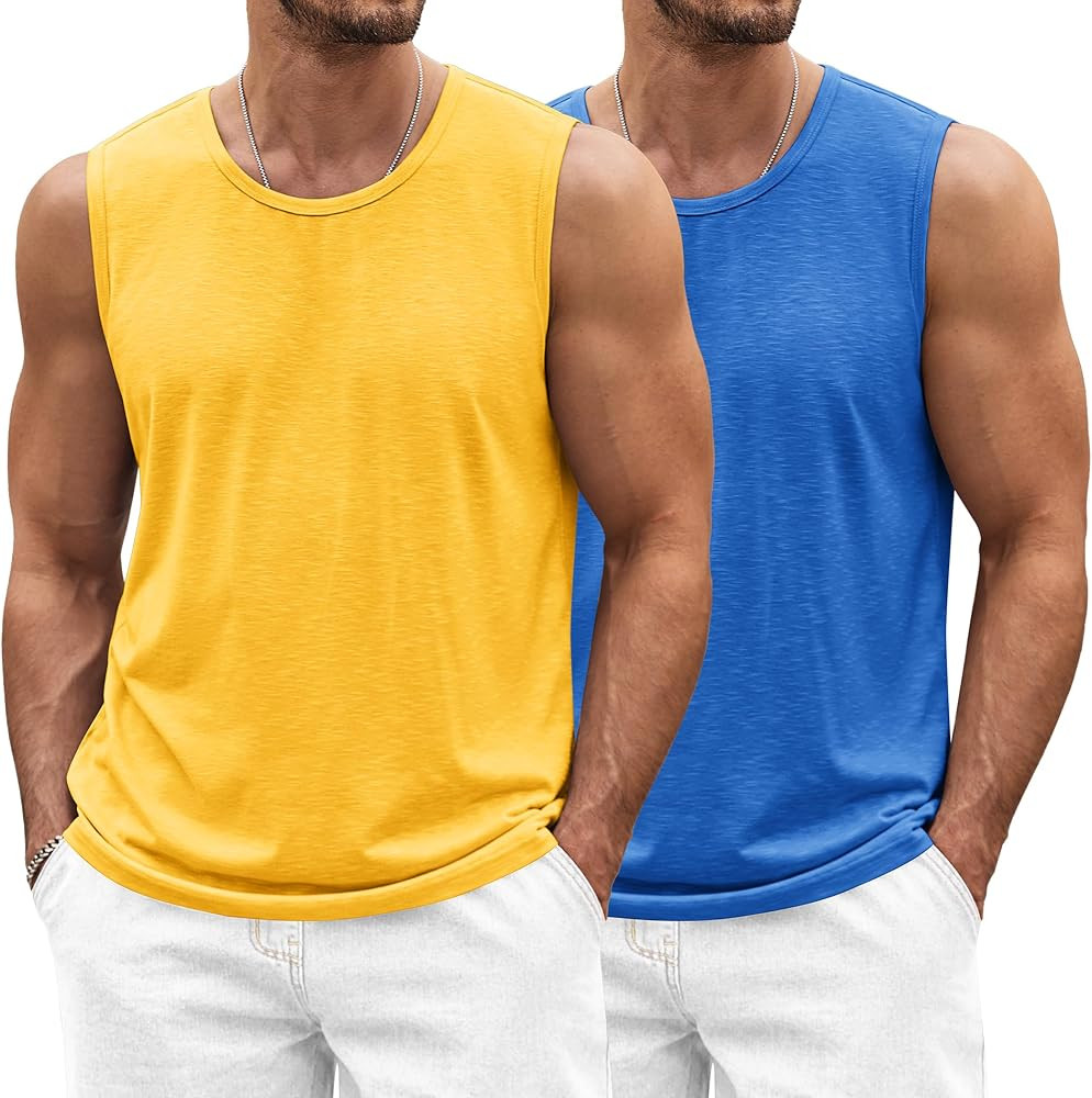 COOFANDY Men's Workout Tank Top 2 Pack Casual Soft Sleeveless Gym Muscle Shirts Bodybuilding Tee | Amazon (US)