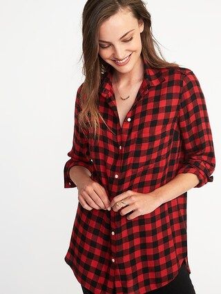 Old Navy Womens Relaxed Soft-Washed Classic Shirt For Women Red Gingham Size L | Old Navy US