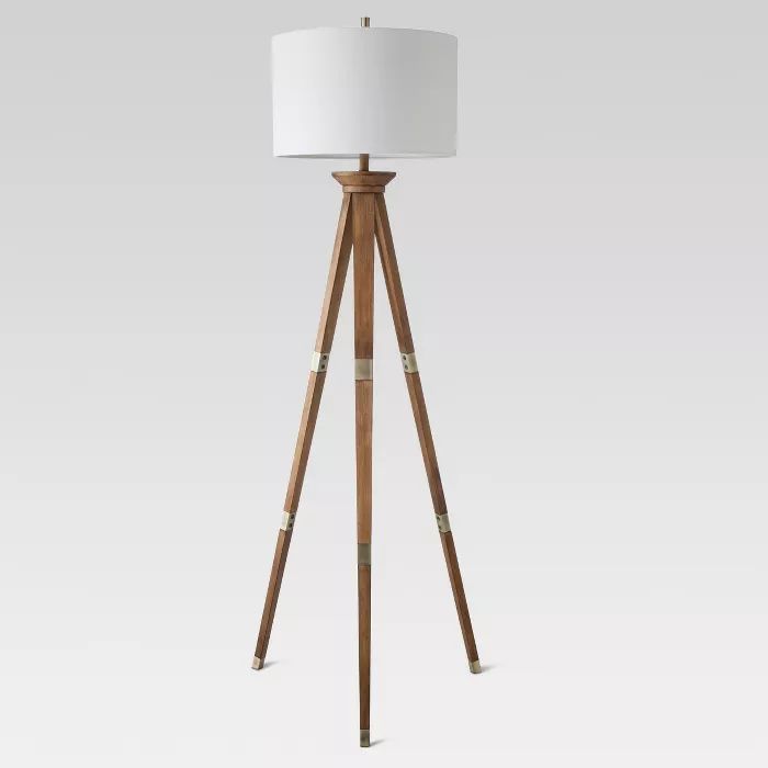 Oak Wood Tripod Floor Lamp Brass - Threshold™ | Target