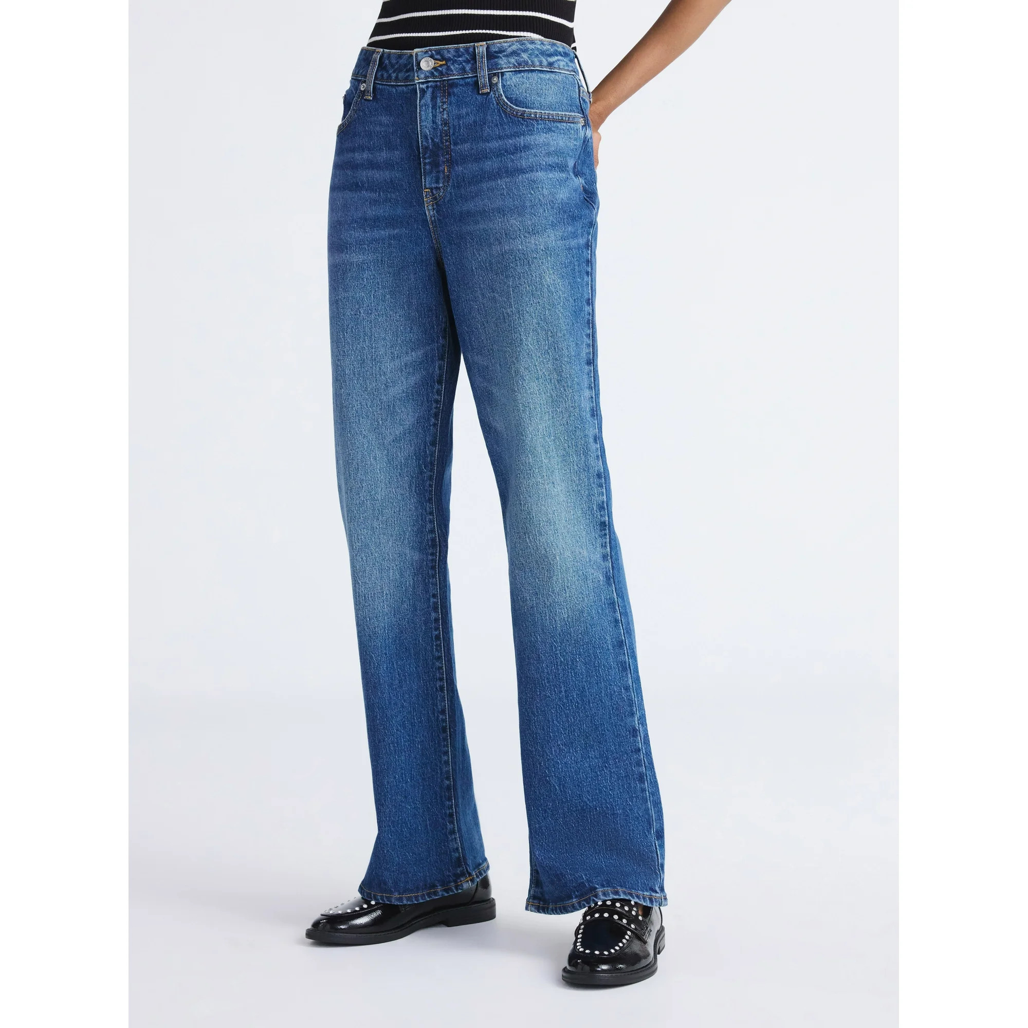 Free Assembly Women's Mid Rise Full Length Bootcut Jeans, 32" Inseam, Sizes 0-20 | Walmart (US)