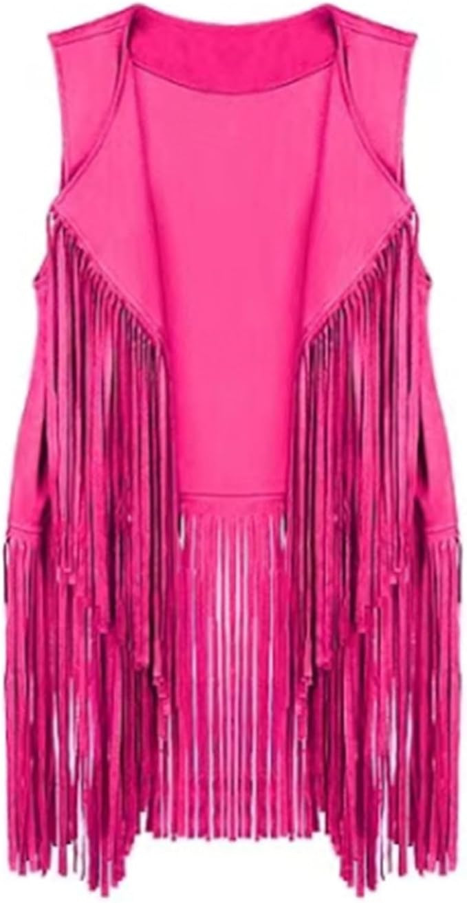 Womens Faux Suede Tassels Vest Vintage 70s Hippie Sleeveless Cowgirl Western Vest Open Front Card... | Amazon (US)