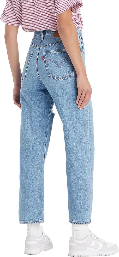 Ribcage Ripped High Waist Ankle Straight Leg Jeans | Nordstrom