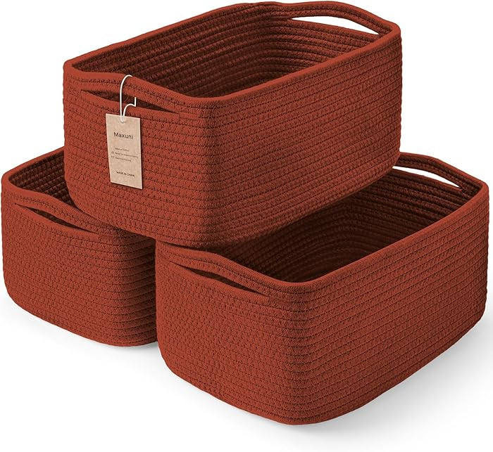 Maxuni 3-Pack Shelf Baskets for Organizing, Closet Organizer Bins, Small Woven Baskets, Rope Toy ... | Amazon (US)