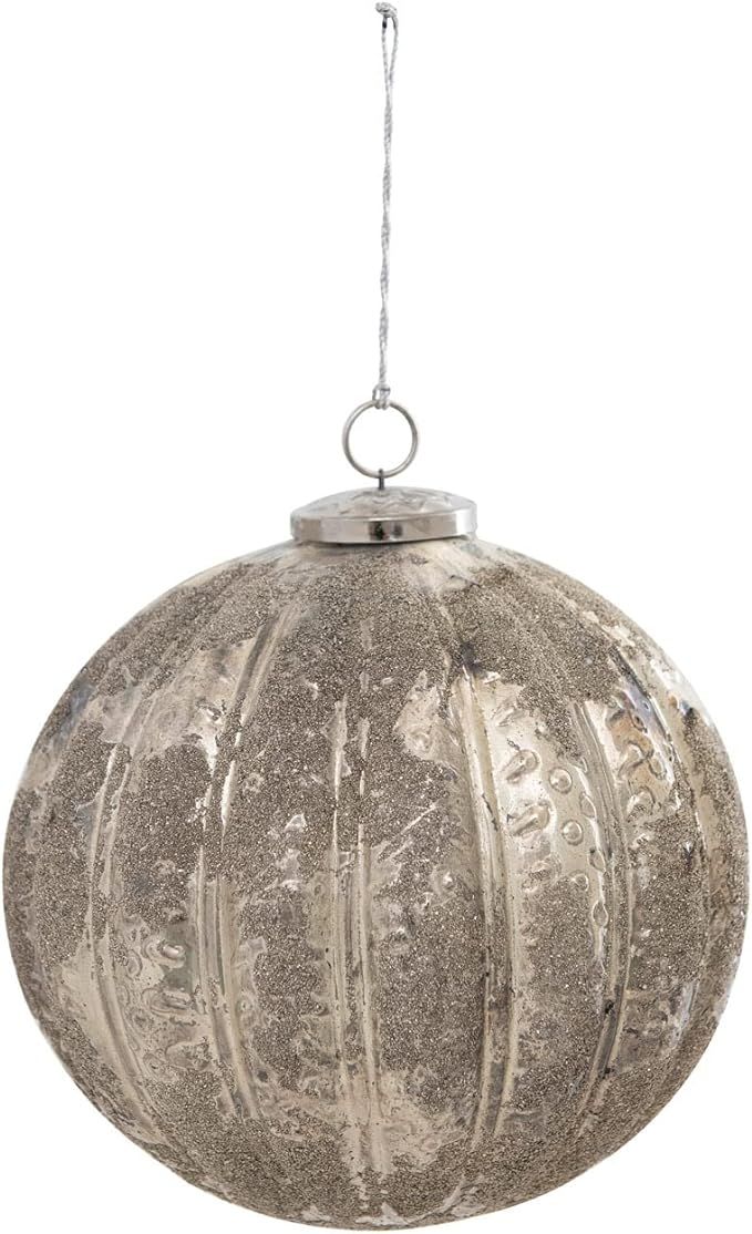 Creative Co-Op 8" Round Flocked Glass Ornament | Amazon (US)