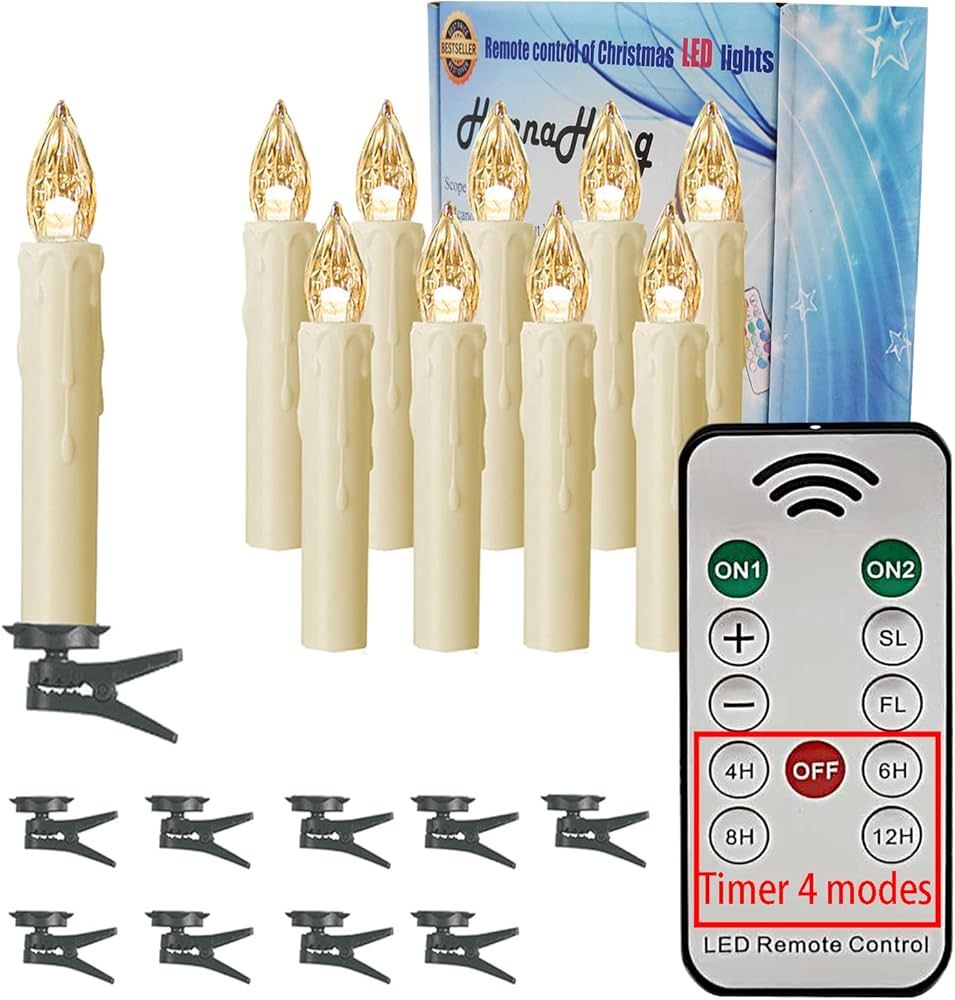HANNAHONG 10 PCS LED Flameless Taper Candles with Remote,Small Mini Electric Dimmable Flickering ... | Amazon (CA)