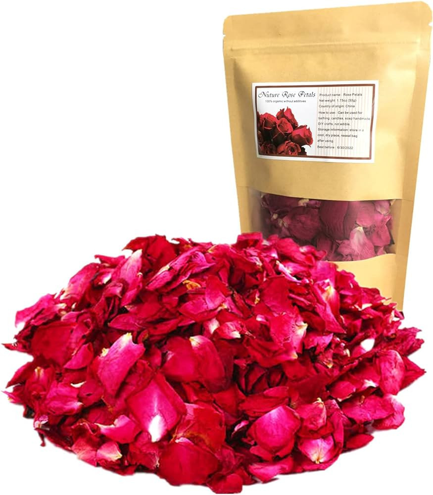 DoraMagic Dried Red Rose Petals, Real Natural Dried Rose Petals 1.75oz/50g for Bath, Soap Making,... | Amazon (US)