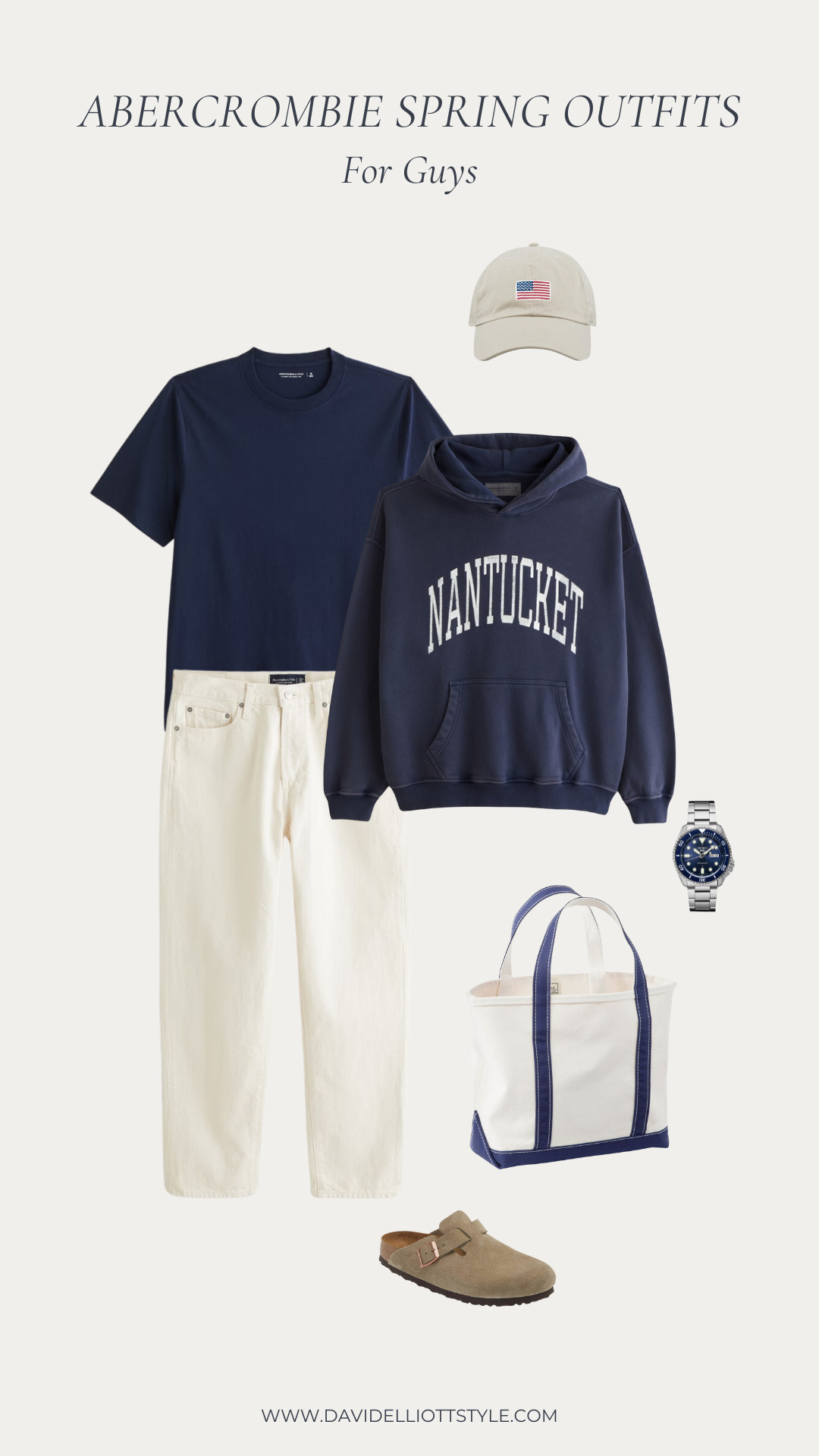 A spring coastal outfit idea inspired by this Nantucket hoodie! Abercrombie denim is all 30% off, including these cream jeans!  

 #LTKSaleAlert #LTKMens
