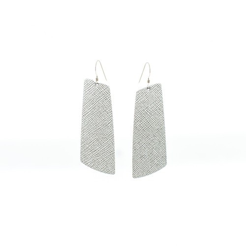 Silver Leaf Gem Leather Earrings | Nickel and Suede